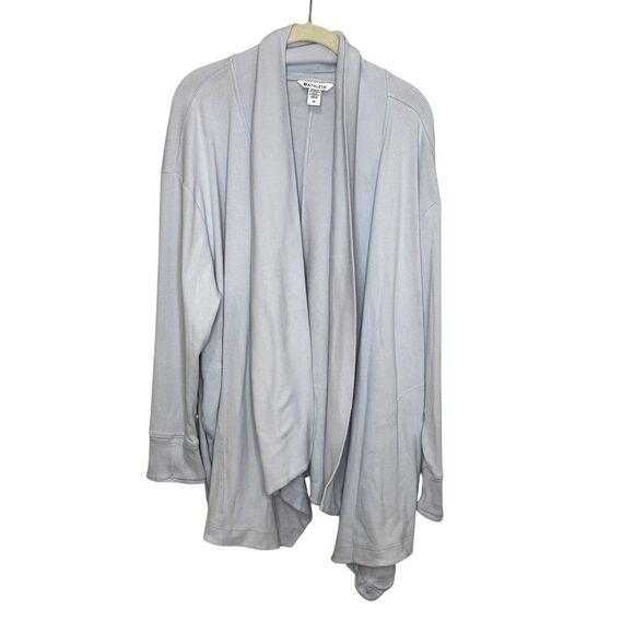 Athleta Cardigan Sweater Womens 1X Light Blue Open Front Draped Rib Knit Tencel - Picture 1 of 9